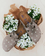 Shoes | Women The Great. BIRKENSTOCK Boston With Hand Painted Tooled Daisy. Iron Oiled Leath