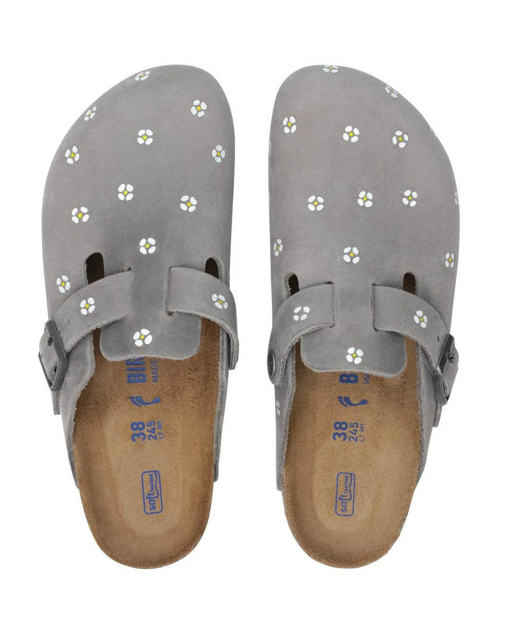 Shoes | Women The Great. BIRKENSTOCK Boston With Hand Painted Tooled Daisy. Iron Oiled Leath