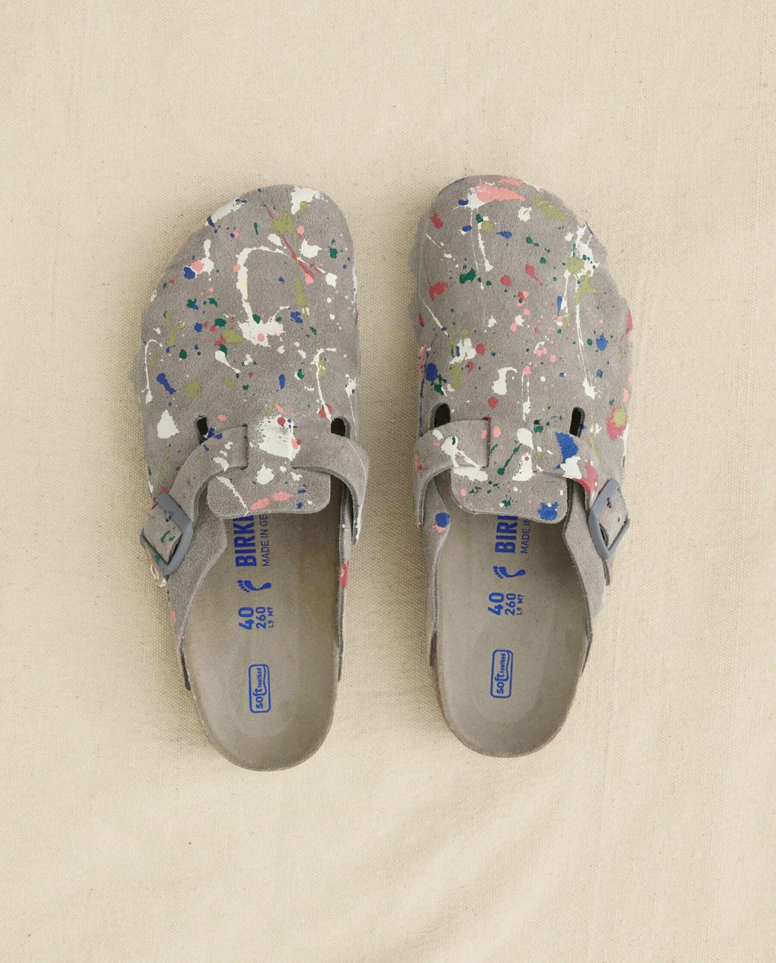 Shoes | Women The Great. Boston Coin Birkenstock With Paint. Coin With Bright Multi Paint