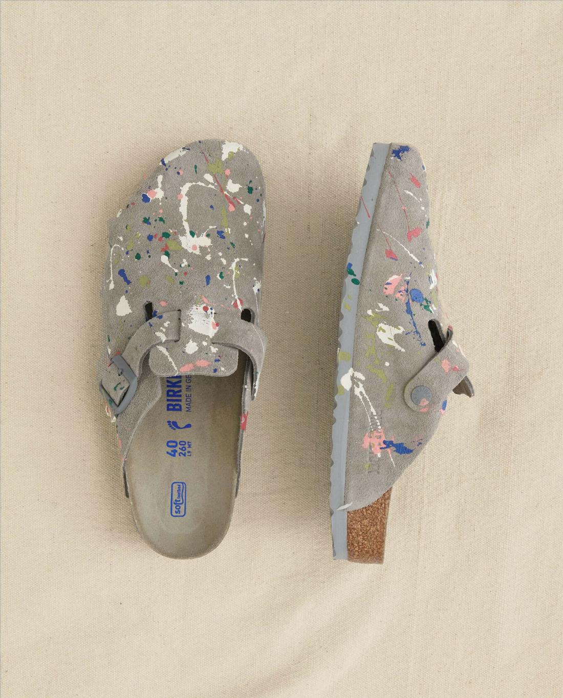 Shoes | Women The Great. Boston Coin Birkenstock With Paint. Coin With Bright Multi Paint