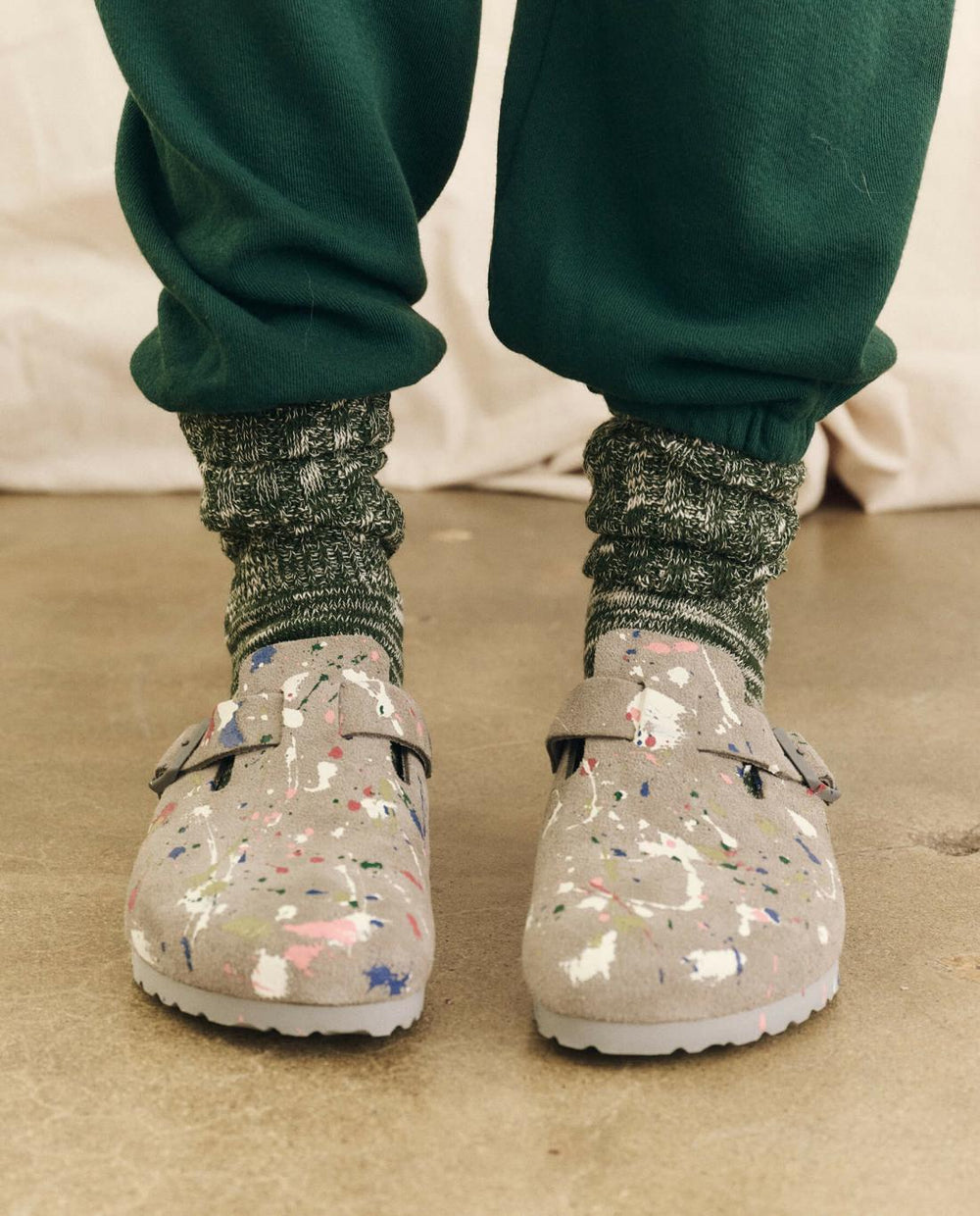 Shoes | Women The Great. Boston Coin Birkenstock With Paint. Coin With Bright Multi Paint