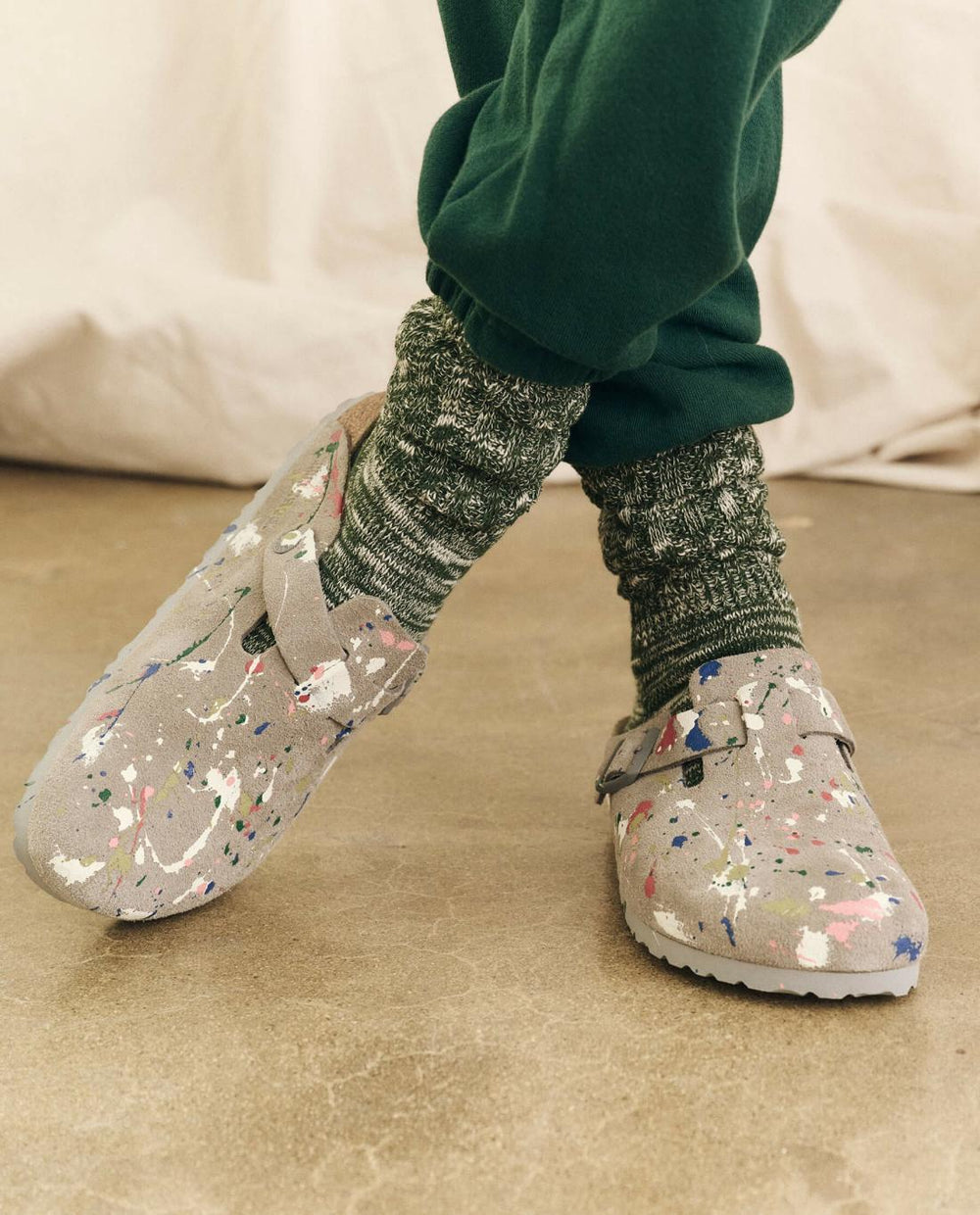 Shoes | Women The Great. Boston Coin Birkenstock With Paint. Coin With Bright Multi Paint