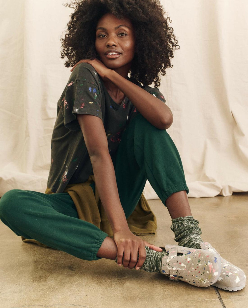 Shoes | Women The Great. Boston Coin Birkenstock With Paint. Coin With Bright Multi Paint