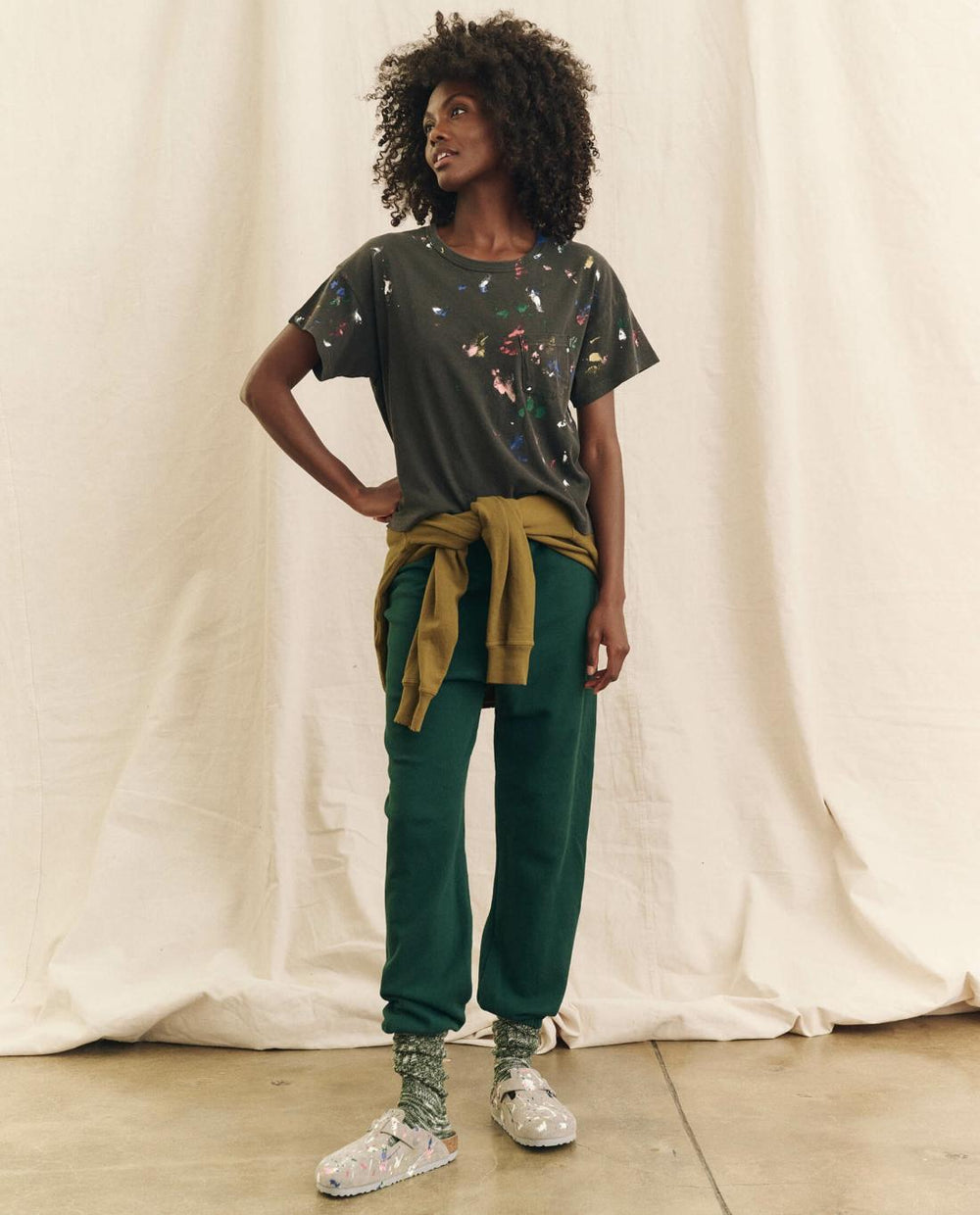 Shoes | Women The Great. Boston Coin Birkenstock With Paint. Coin With Bright Multi Paint