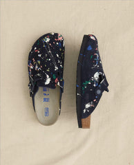 Shoes | Women The Great. Boston Midnight Birkenstock With Paint. Midnight Blue With Bright M