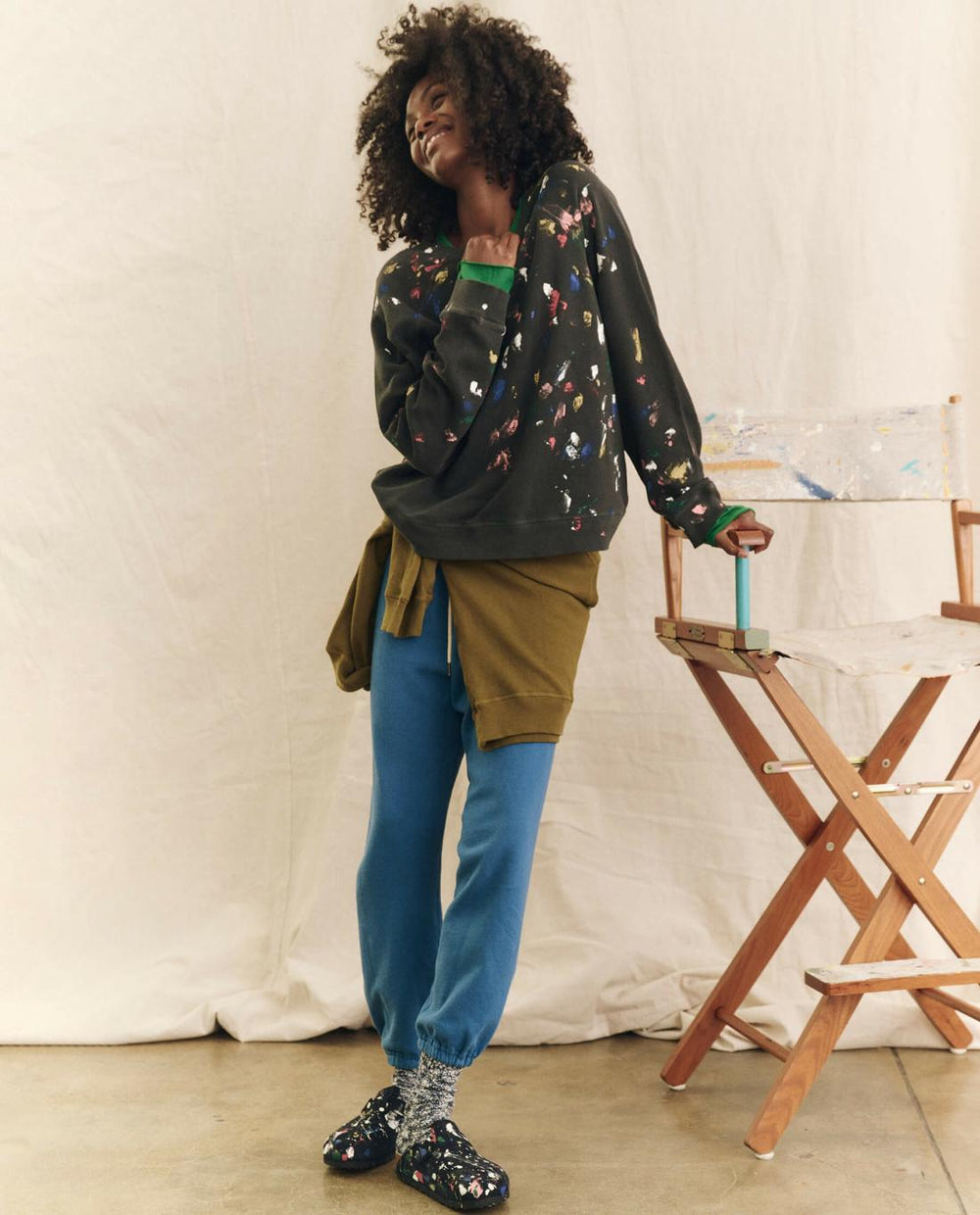 Shoes | Women The Great. Boston Midnight Birkenstock With Paint. Midnight Blue With Bright M