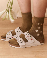 Shoes | Women The Great. The BIRKENSTOCK Arizona With Hand Painted Tooled Tulip. Antique Whi