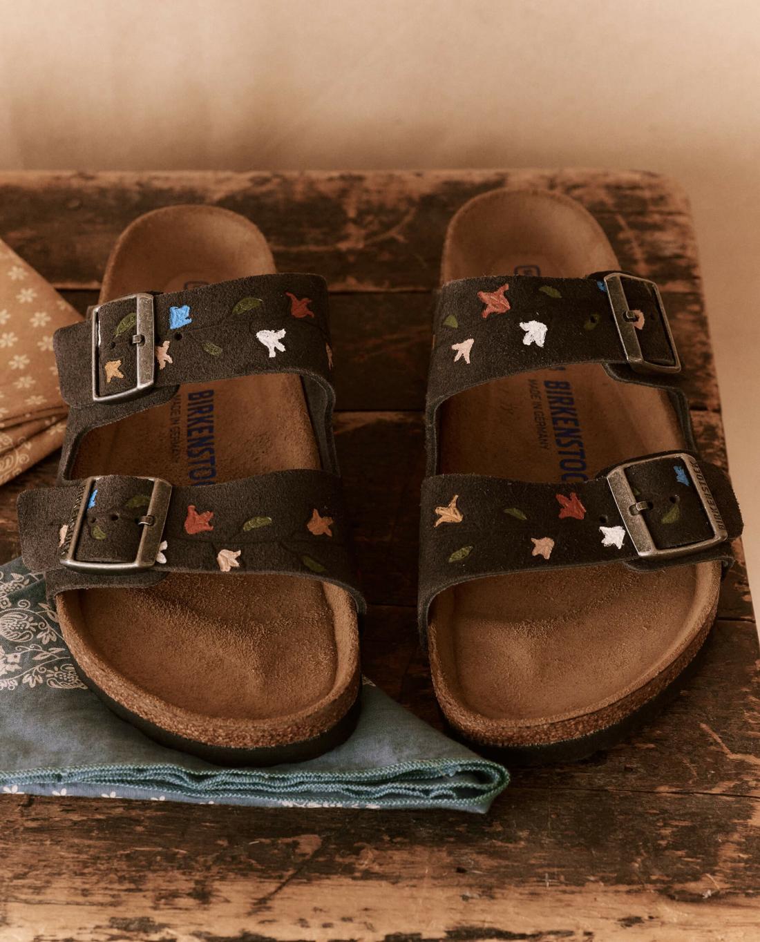Shoes | Women The Great. The BIRKENSTOCK Arizona With Hand Painted Tooled Tulip. Velvet Gray