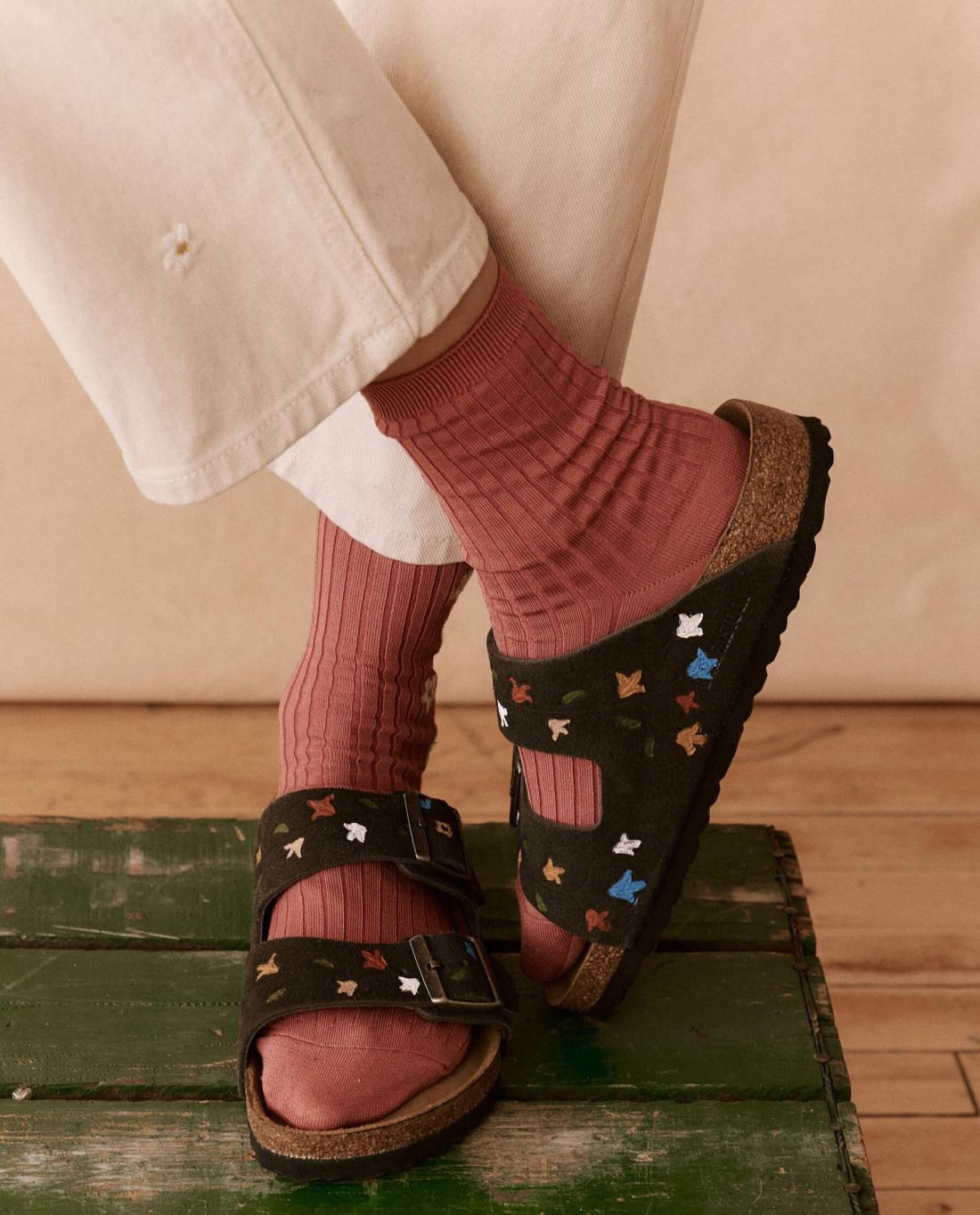 Shoes | Women The Great. The BIRKENSTOCK Arizona With Hand Painted Tooled Tulip. Velvet Gray