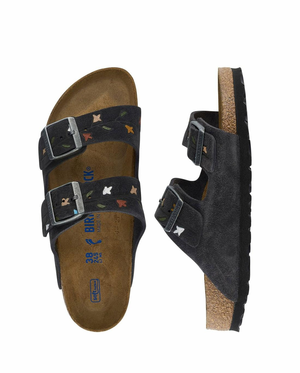 Shoes | Women The Great. The BIRKENSTOCK Arizona With Hand Painted Tooled Tulip. Velvet Gray
