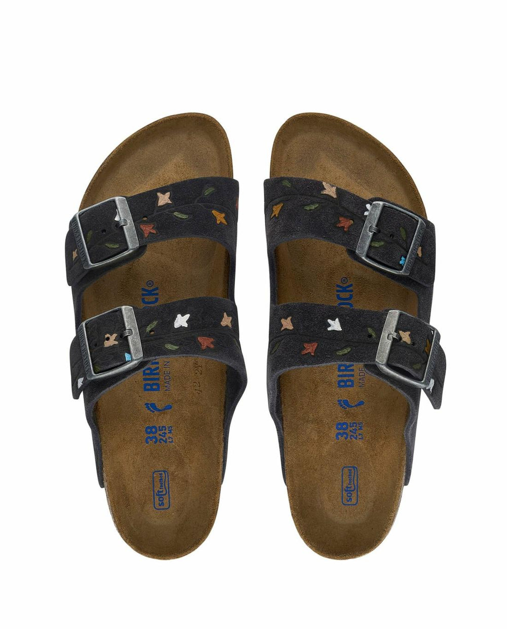 Shoes | Women The Great. The BIRKENSTOCK Arizona With Hand Painted Tooled Tulip. Velvet Gray