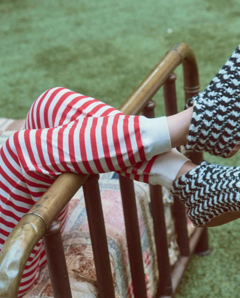 Shoes | Women The Great. The Bootie Slipper. Black And Cream Stripe