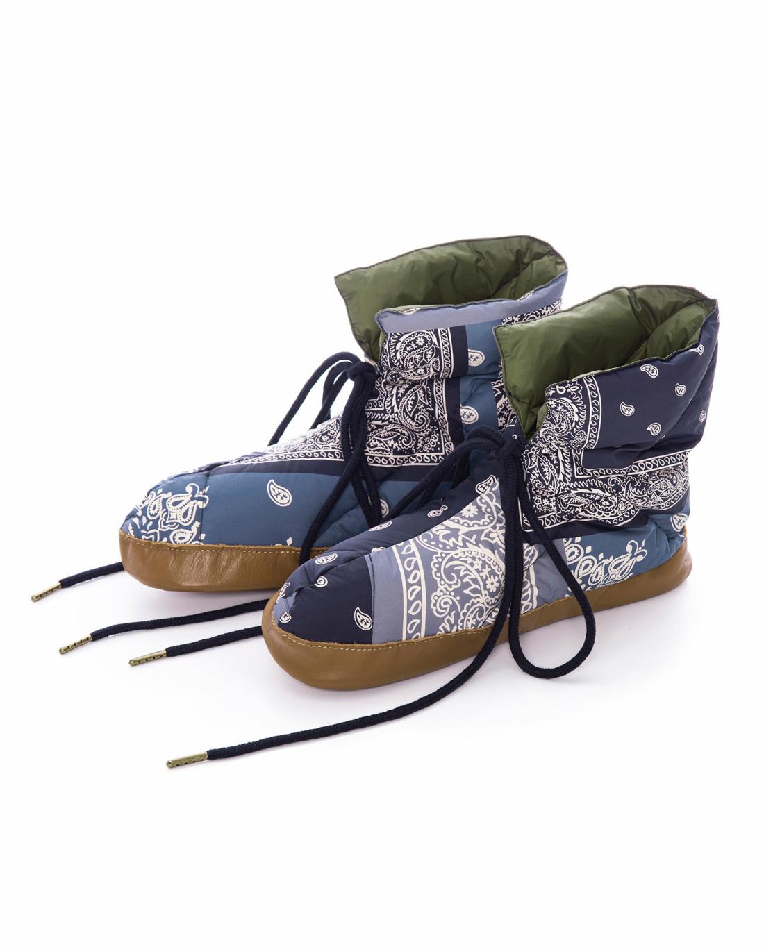 Shoes | Women The Great. The Down Quilted Puffer Slipper. Patchwork Bandana And Evergreen