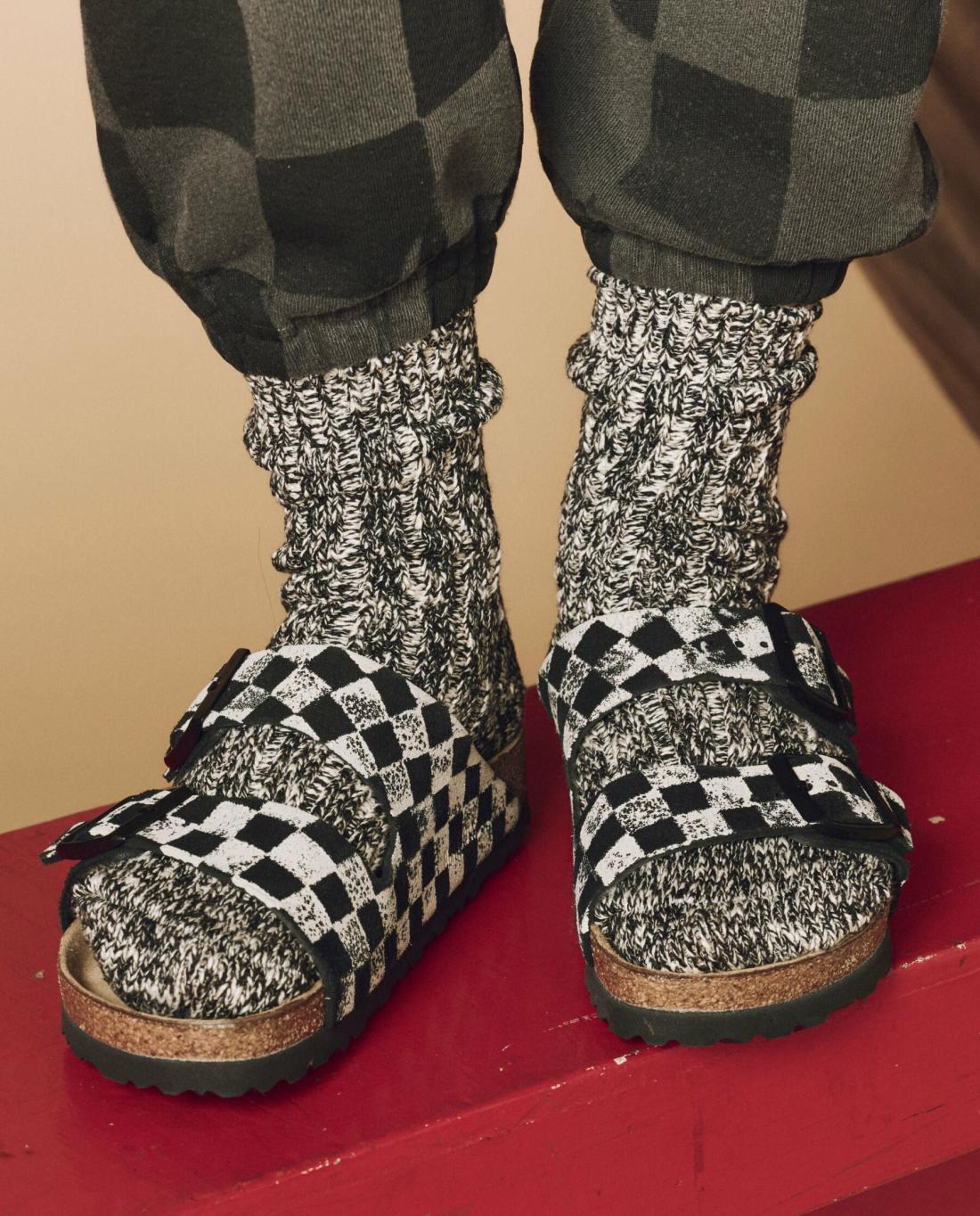 Shoes | Women The Great. The Hand Stamped BIRKENSTOCK Arizona. Black With Cream Check