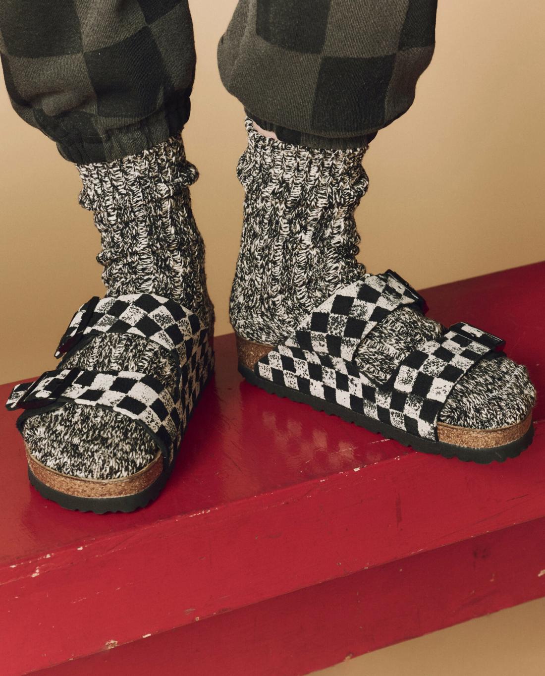 Shoes | Women The Great. The Hand Stamped BIRKENSTOCK Arizona. Black With Cream Check