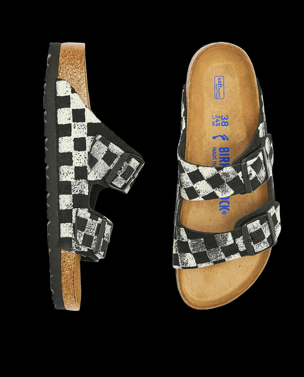Shoes | Women The Great. The Hand Stamped BIRKENSTOCK Arizona. Black With Cream Check