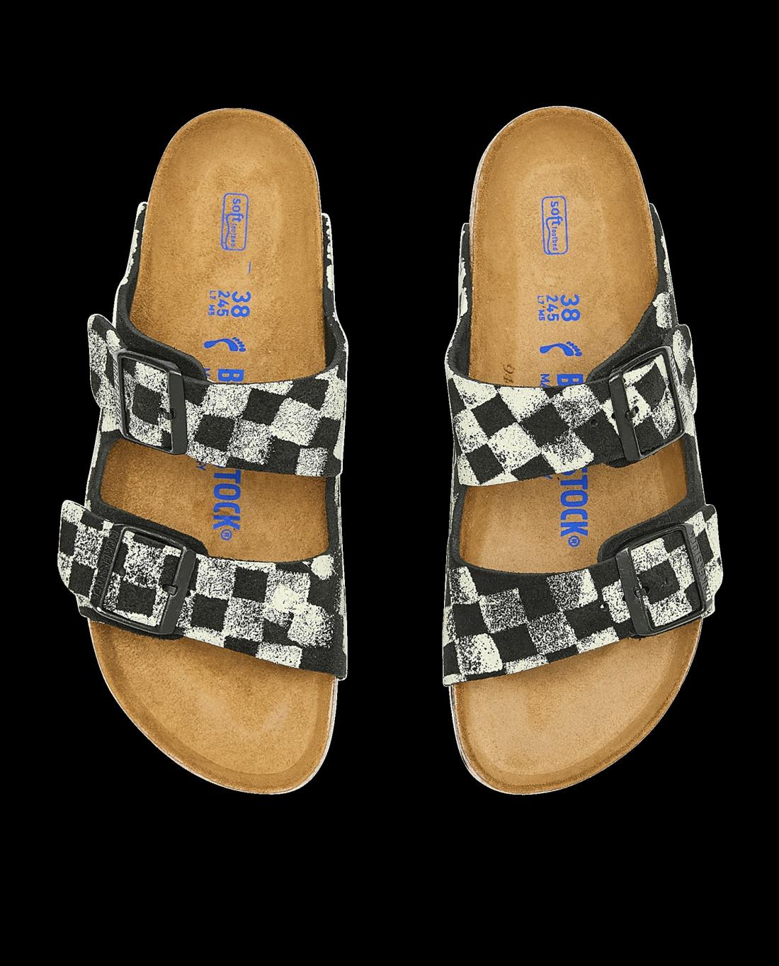 Shoes | Women The Great. The Hand Stamped BIRKENSTOCK Arizona. Black With Cream Check