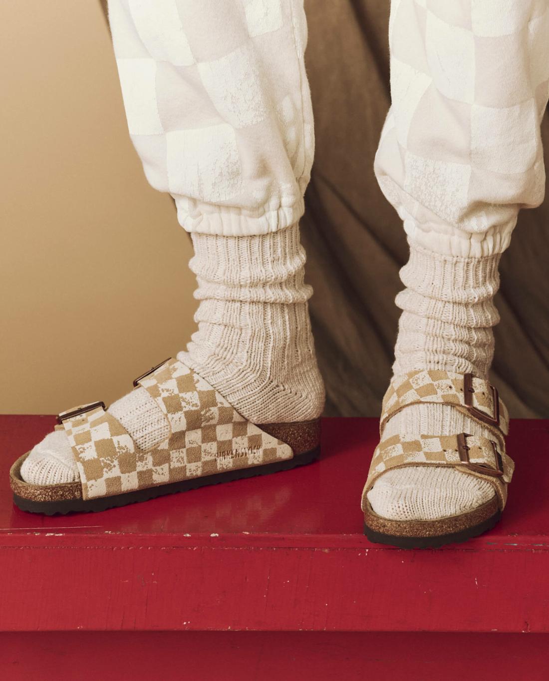 Shoes | Women The Great. The Hand Stamped BIRKENSTOCK Arizona. Latte With Cream Check