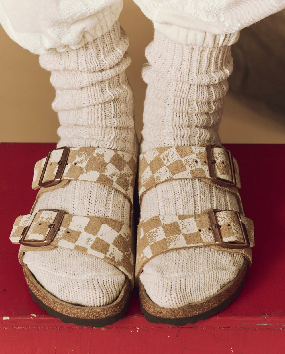 Shoes | Women The Great. The Hand Stamped BIRKENSTOCK Arizona. Latte With Cream Check
