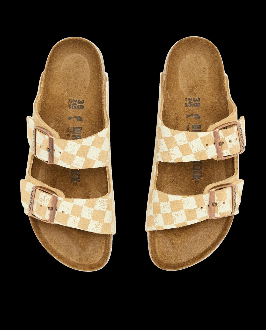 Shoes | Women The Great. The Hand Stamped BIRKENSTOCK Arizona. Latte With Cream Check