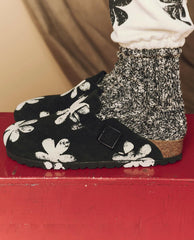 Shoes | Women The Great. The Hand Stamped BIRKENSTOCK Boston. Black With Cream Daisy