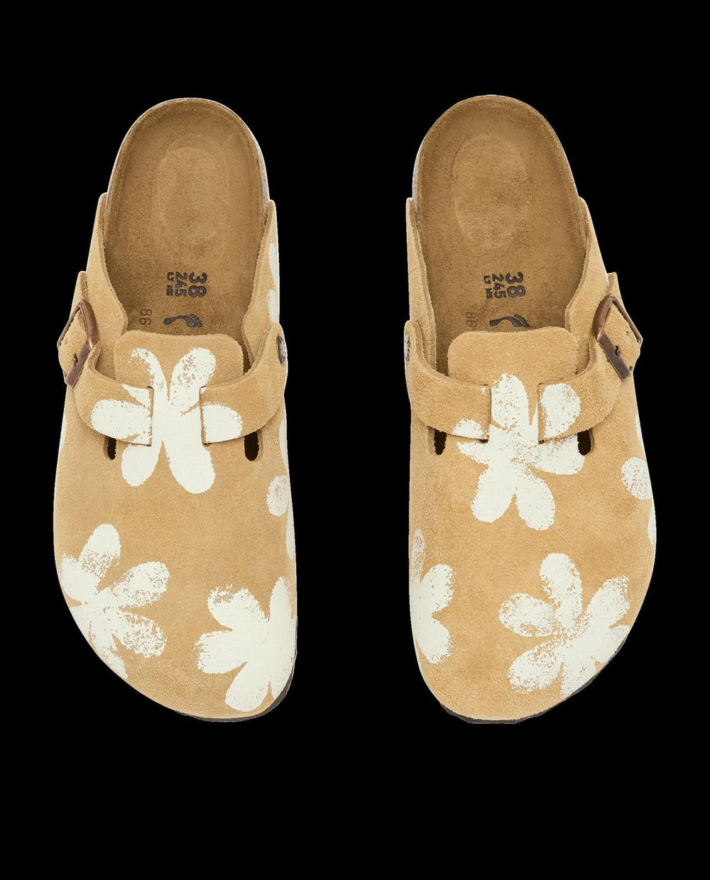 Shoes | Women The Great. The Hand Stamped BIRKENSTOCK Boston. Latte With Cream Daisy