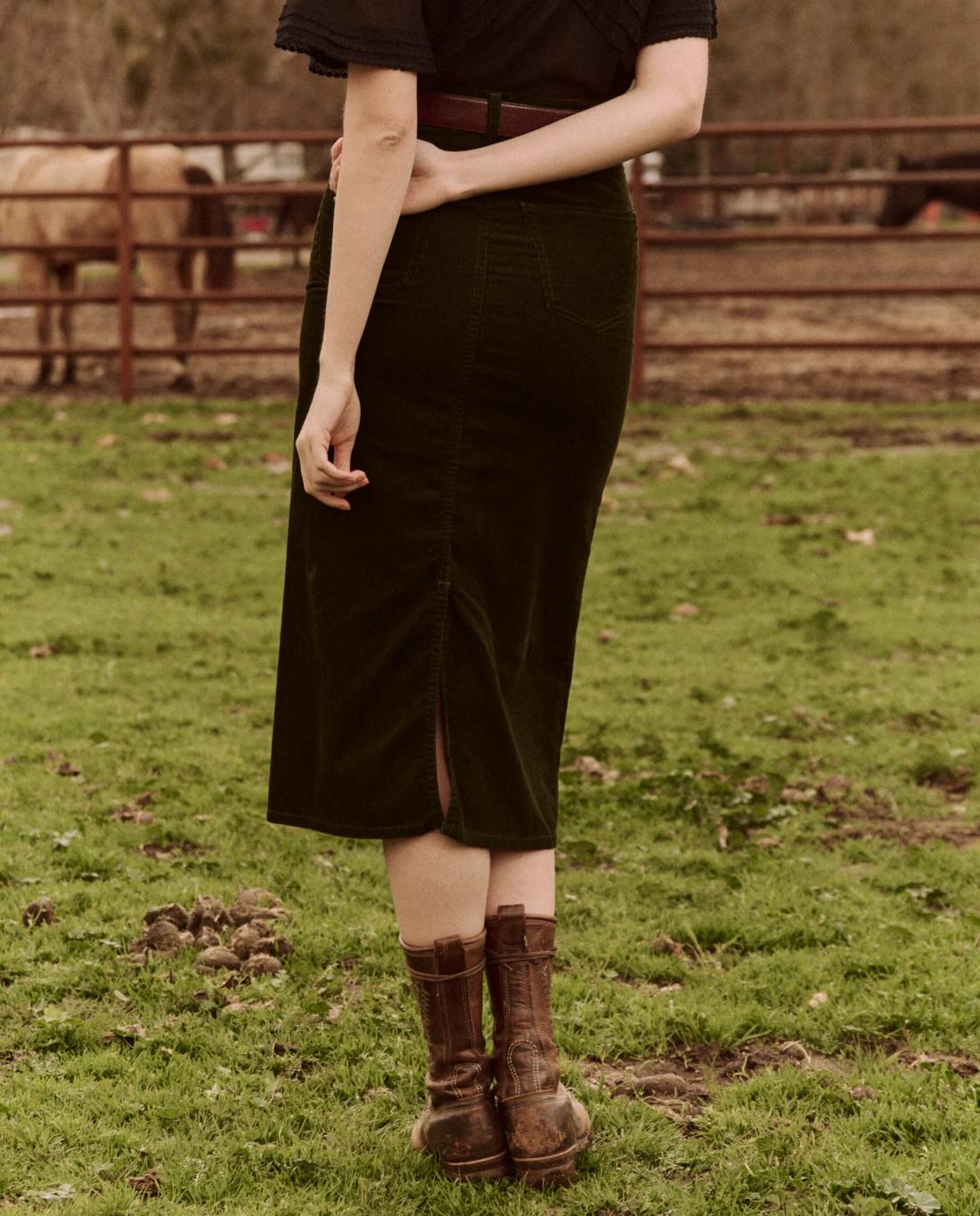 Skirts &amp; Shorts | Women The Great. The Column Skirt. Cord Woodland Green