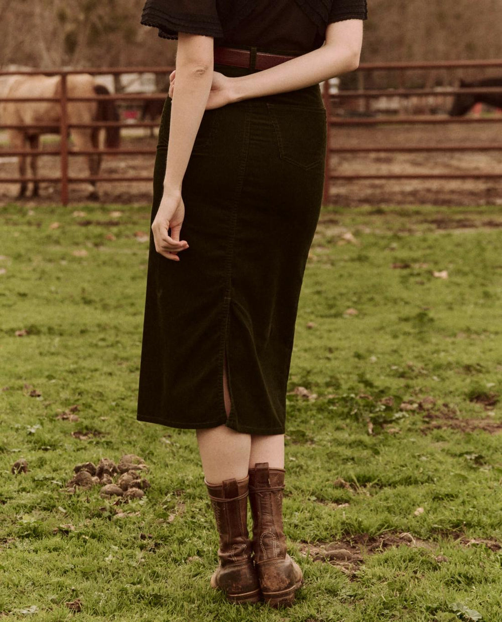 Skirts &amp; Shorts | Women The Great. The Column Skirt. Cord Woodland Green