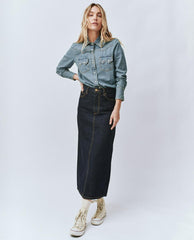 Skirts &amp; Shorts | Women The Great. The Column Skirt. Midnight Rinse