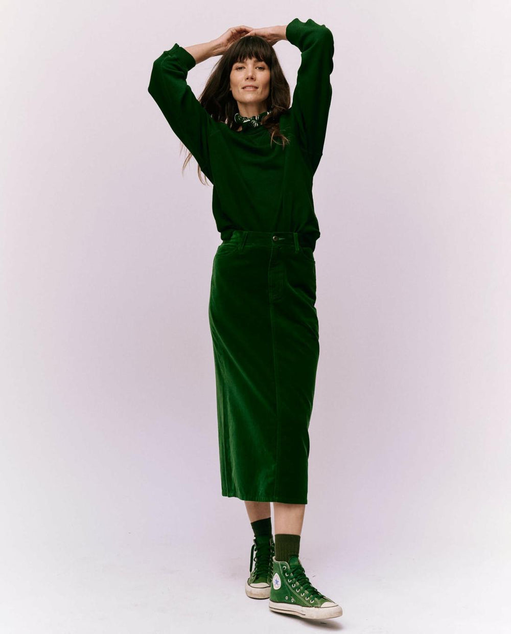 Skirts &amp; Shorts | Women The Great. The Velvet Column Skirt. Emerald