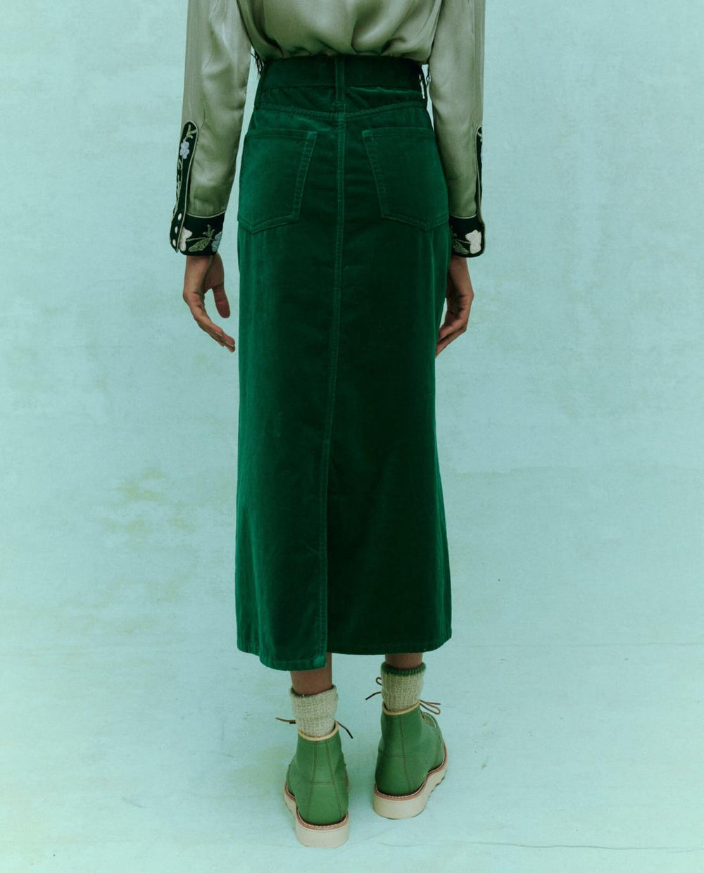 Skirts &amp; Shorts | Women The Great. The Velvet Column Skirt. Emerald