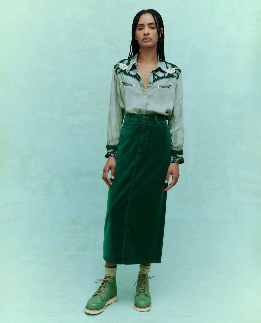 Skirts &amp; Shorts | Women The Great. The Velvet Column Skirt. Emerald