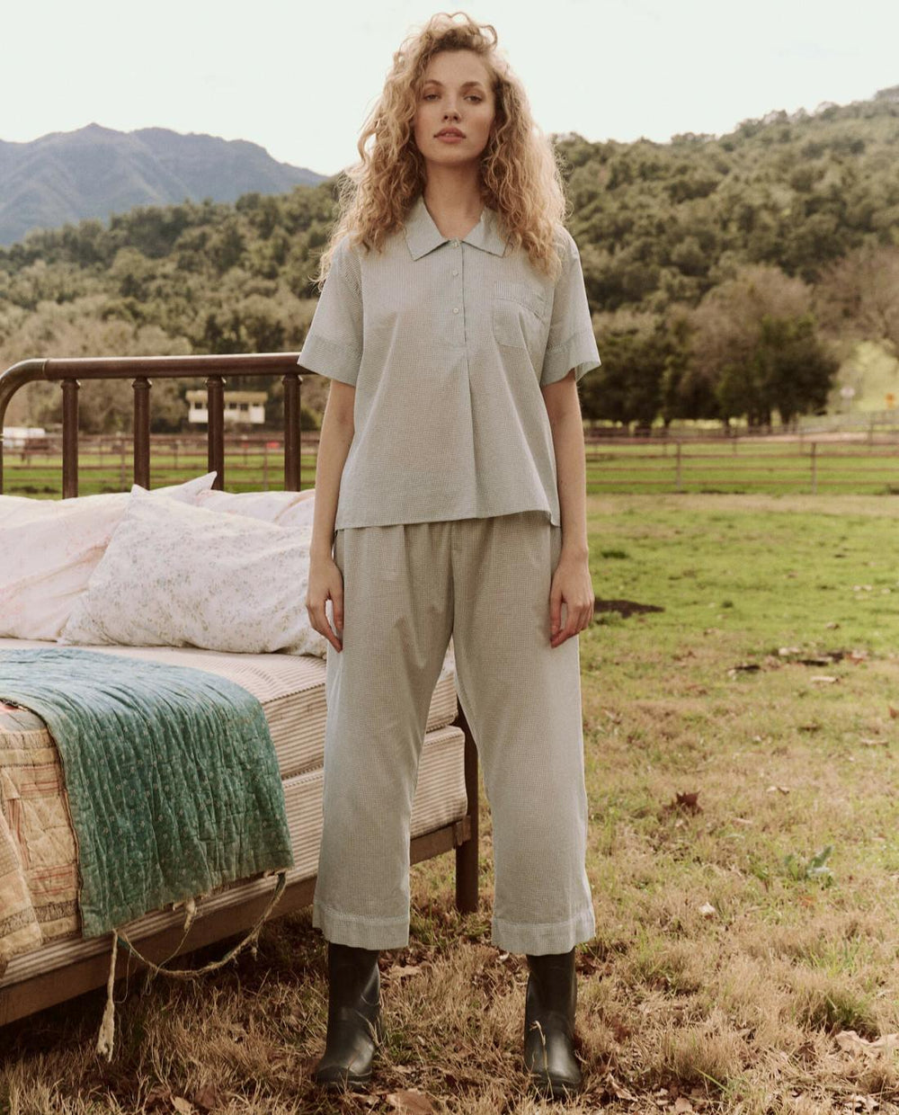 Sleep Bottoms | Women The Great. The Easy Sleep Pant. Blue Star Print