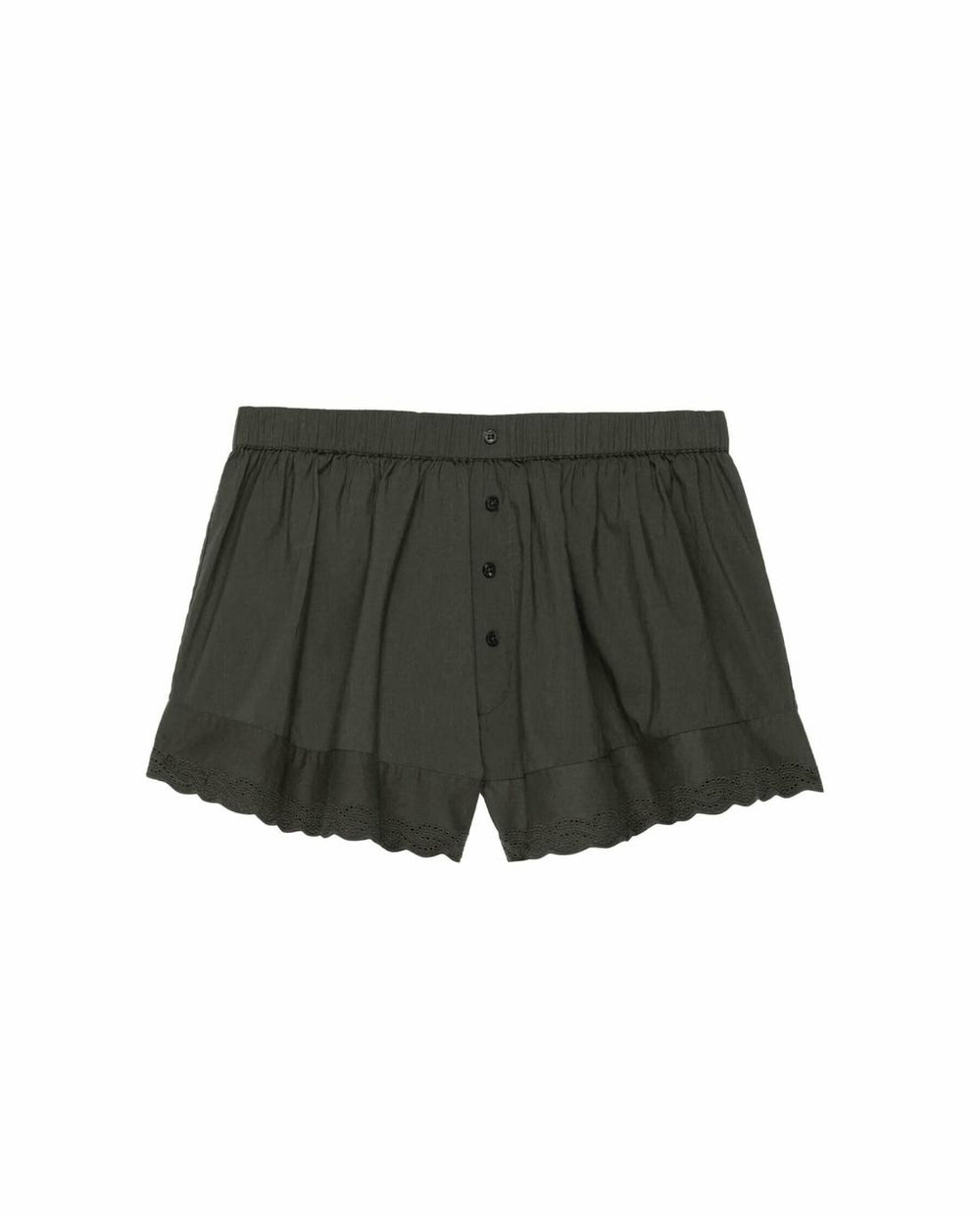 Sleep Bottoms | Women The Great. The Eyelet Tap Short. Black