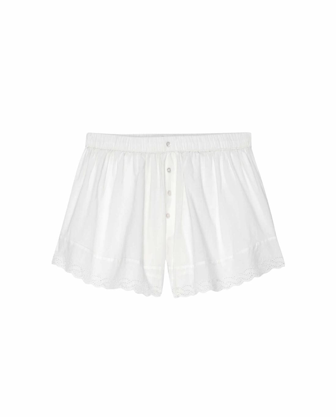 Sleep Bottoms | Women The Great. The Eyelet Tap Short. True White