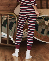 Sleep Bottoms | Women The Great. The Long John. Bordeaux Stripe