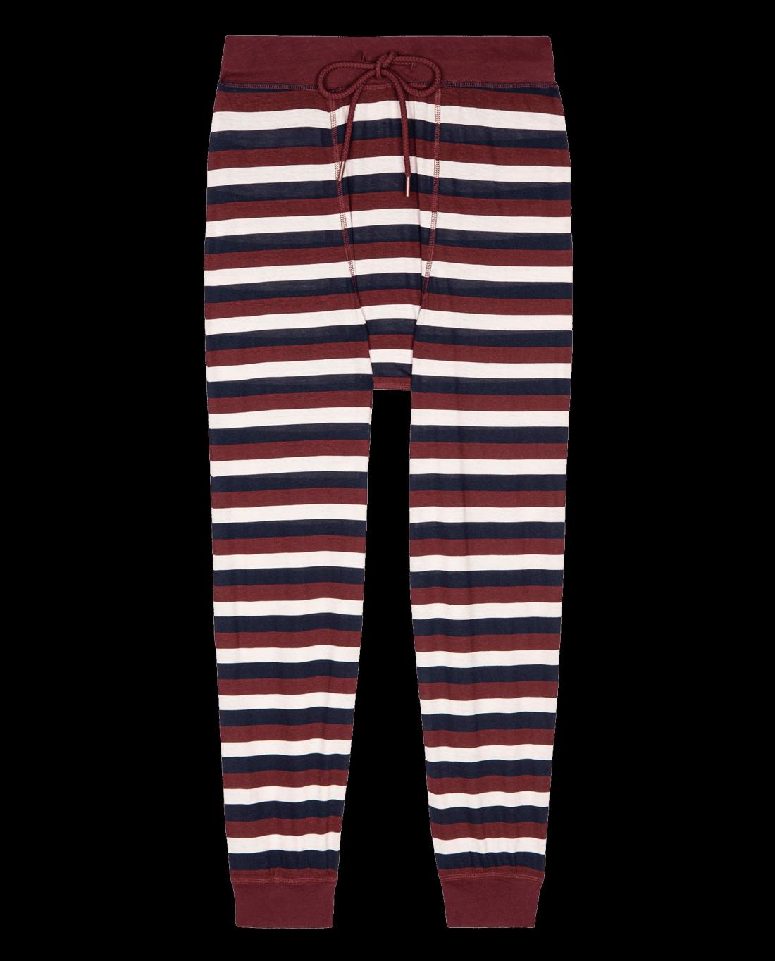 Sleep Bottoms | Women The Great. The Long John. Bordeaux Stripe