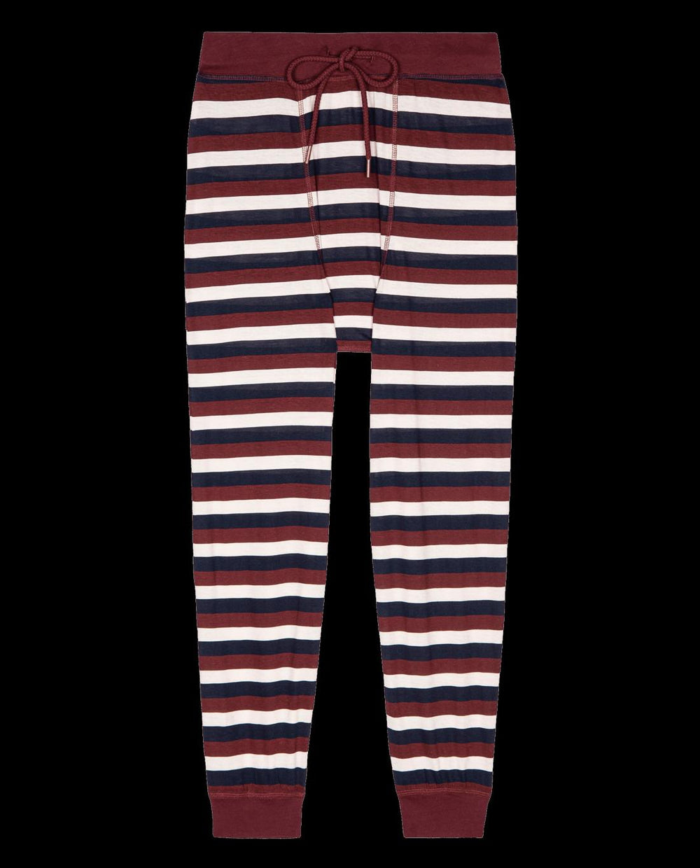 Sleep Bottoms | Women The Great. The Long John. Bordeaux Stripe