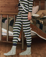 Sleep Bottoms | Women The Great. The Long John. Winter Pine Stripe