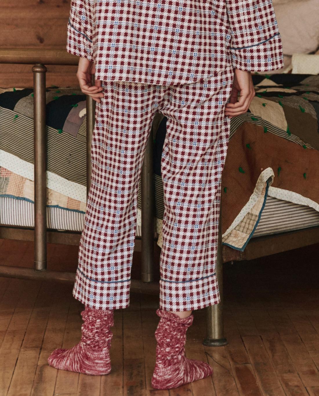Sleep Bottoms | Women The Great. The Pajama Pant. Bordeaux Plaid