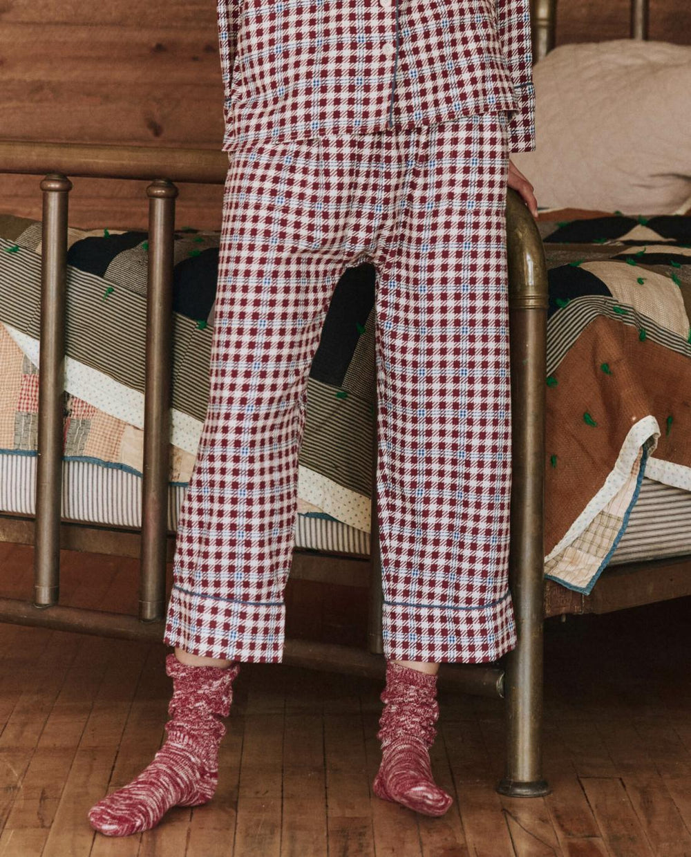 Sleep Bottoms | Women The Great. The Pajama Pant. Bordeaux Plaid