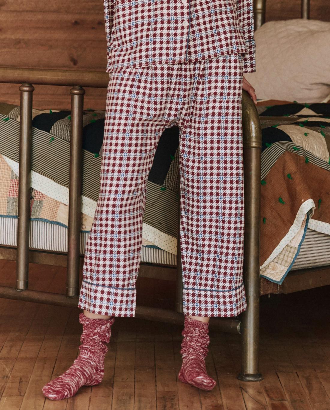 Sleep Bottoms | Women The Great. The Pajama Pant. Bordeaux Plaid