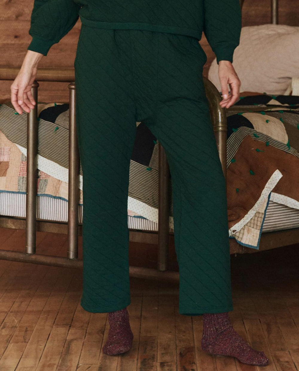 Sleep Bottoms | Women The Great. The Quilted Pajama Pant. Pine