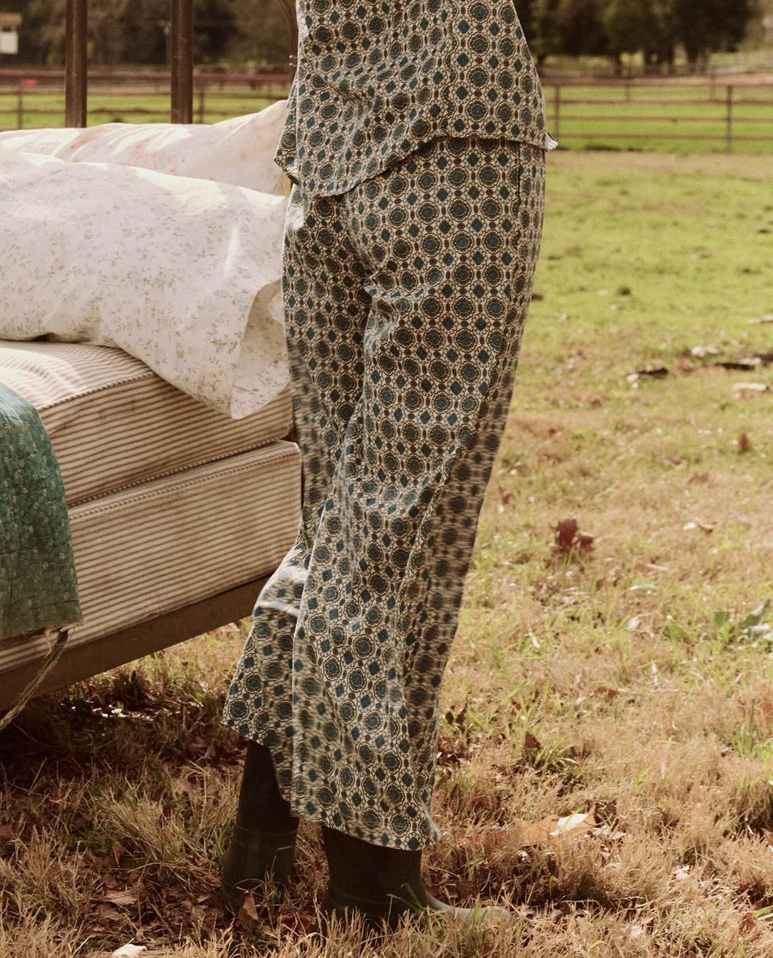 Sleep Bottoms | Women The Great. The Smocked Sleep Pant. Geo Medallion Print