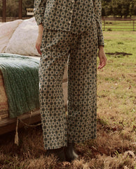 Sleep Bottoms | Women The Great. The Smocked Sleep Pant. Geo Medallion Print