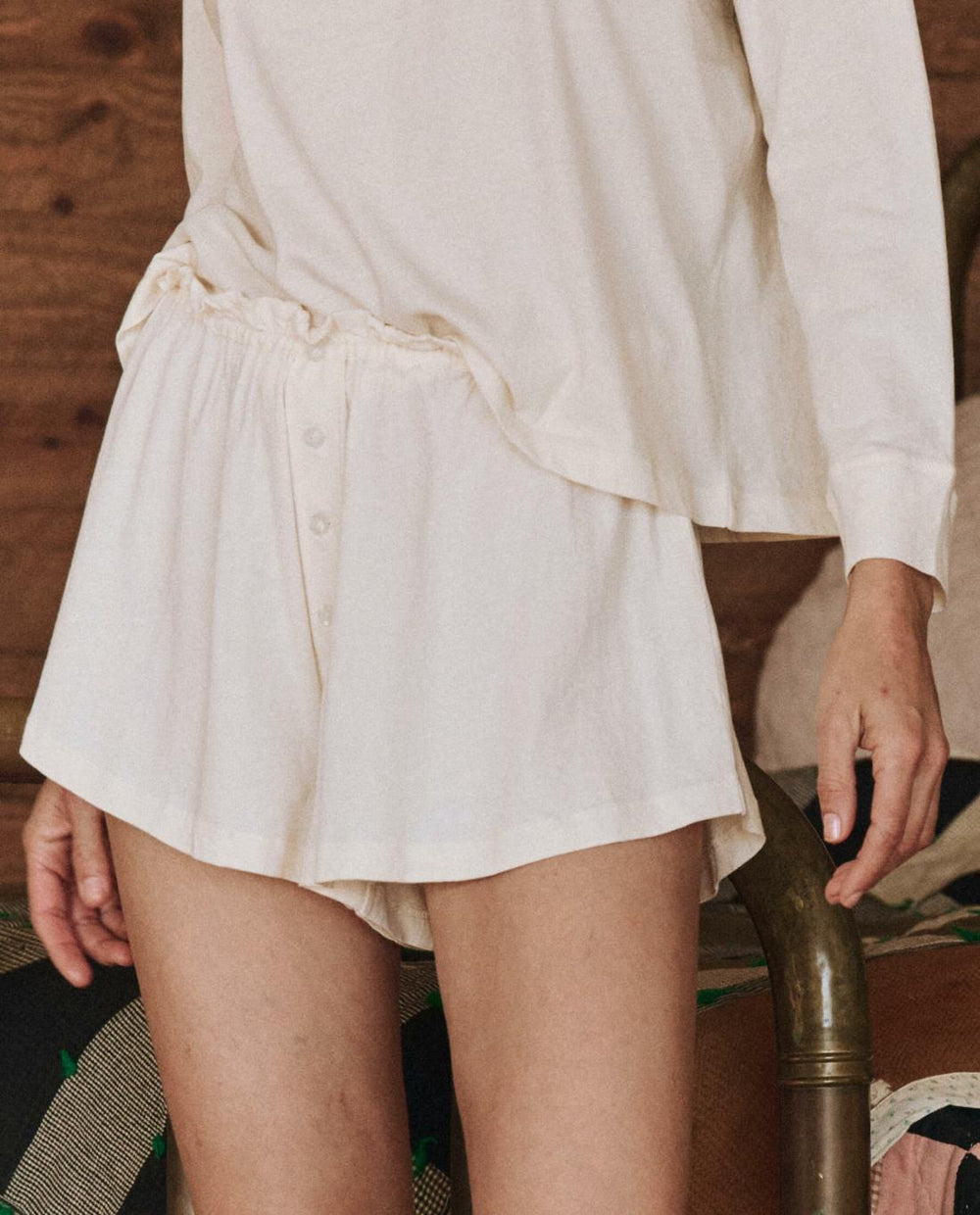 Sleep Bottoms | Women The Great. The Tap Short. Washed White
