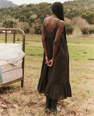 Sleep Dresses | Women The Great. The Eyelet Ruffle Tank Night Dress. Black