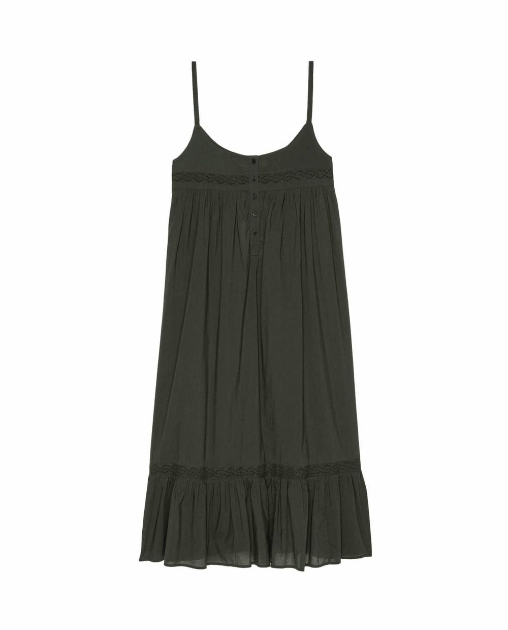 Sleep Dresses | Women The Great. The Eyelet Ruffle Tank Night Dress. Black