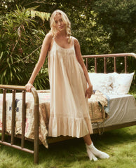 Sleep Dresses | Women The Great. The Eyelet Ruffle Tank Night Dress. Soft Rosette
