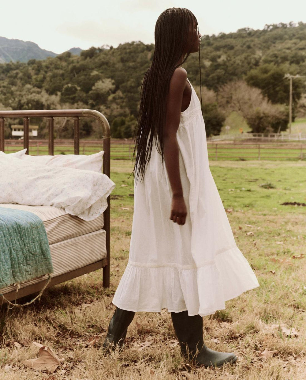 Sleep Dresses | Women The Great. The Eyelet Ruffle Tank Night Dress. True White